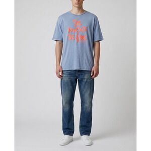 Scotch & Soda Graphic Tee Be Yourself Be Free Blue Cotton Linen L Streetwear